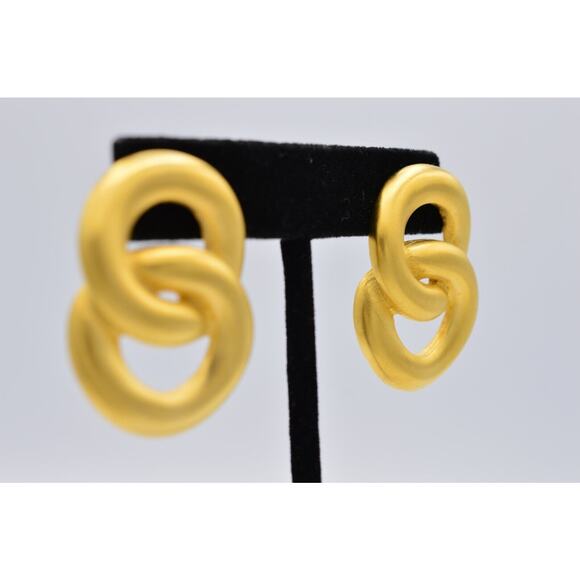 Givenchy Vintage Earrings Brushed Gold Linked Statement Runway Signed 1980s BinZ - Picture 5 of 10